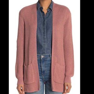 Madewell Pink Nolan Ribbed Open Front Cardigan